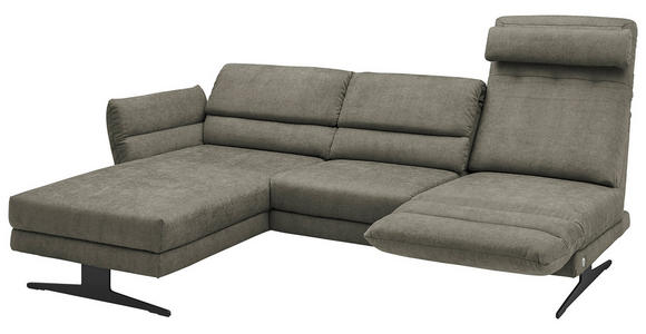 ECKSOFA in Flachgewebe Grün  176-217/259-307 cm  - Schwarz/Grün, Design, Textil/Metall (176-217/259-307cm) - Dieter Knoll