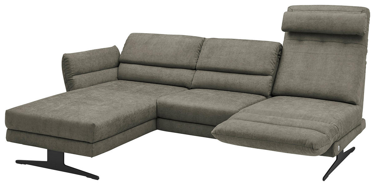 ECKSOFA in Flachgewebe Grün  - Schwarz/Grün, Design, Textil/Metall (176-217/279-327cm) - Dieter Knoll