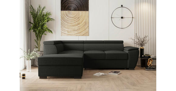 ECKSOFA  in Flachgewebe Anthrazit  - Anthrazit/Schwarz, KONVENTIONELL, Kunststoff/Textil (220/266cm) - Carryhome