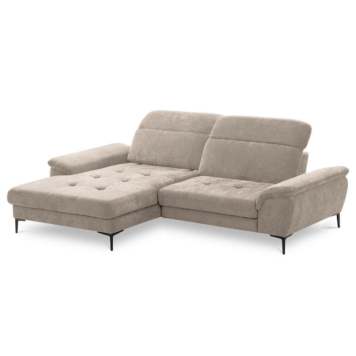 ECKSOFA  Webstoff Taupe  - Taupe/Schwarz, Design, Textil/Metall (195/268cm) - Livetastic