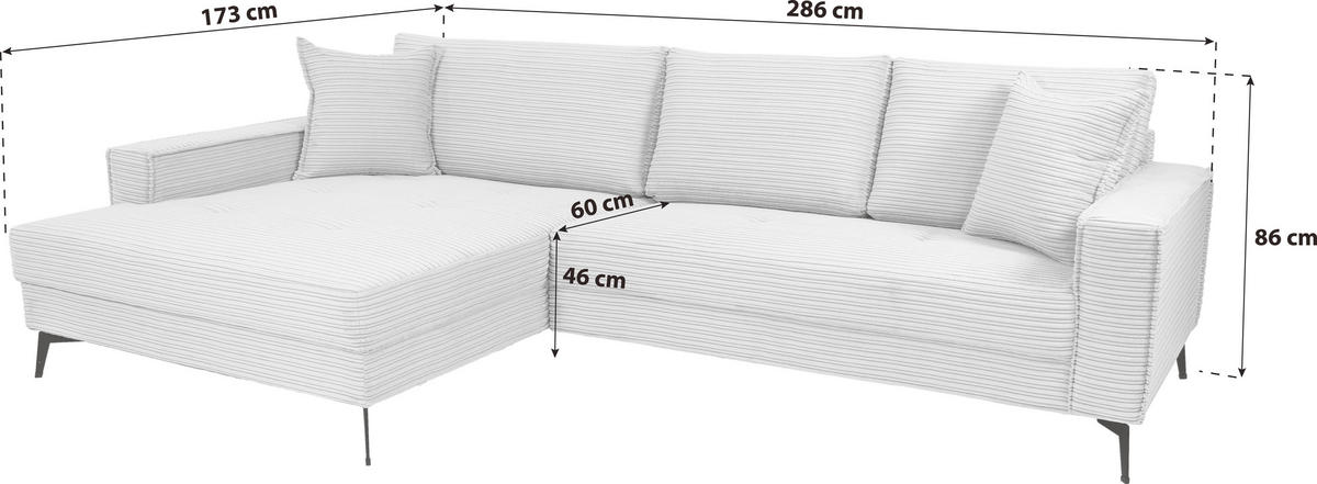 ECKSOFA Beige  - Beige/Schwarz, Trend, Textil (173/286cm) - P & B