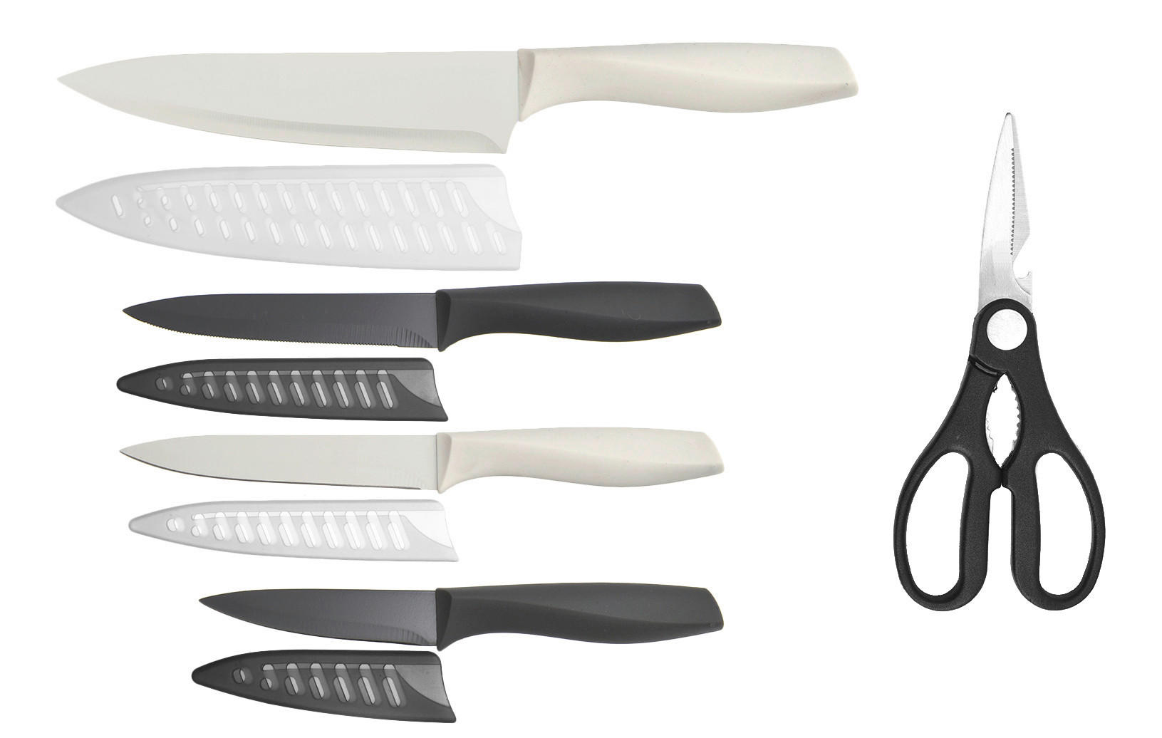 SET NOŽEVA      5 delova  - siva/bela, Osnovno, metal/plastika - Homeware Profession.