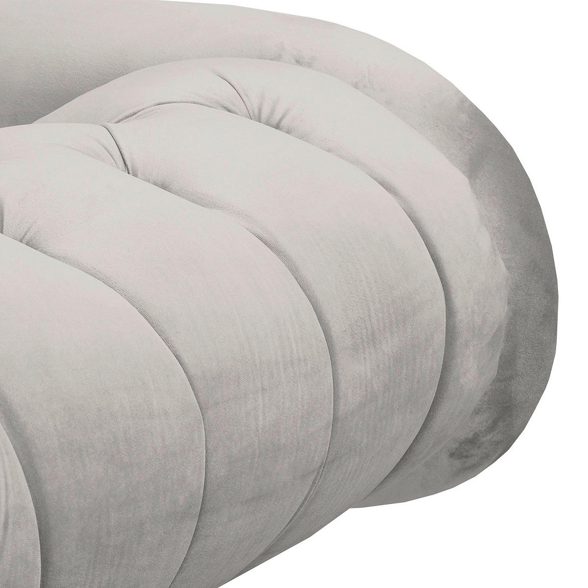 RÉCAMIERE Pako in Samt Grau  - Braun/Grau, Design, Holz/Textil (185/93/75cm) - Livetastic