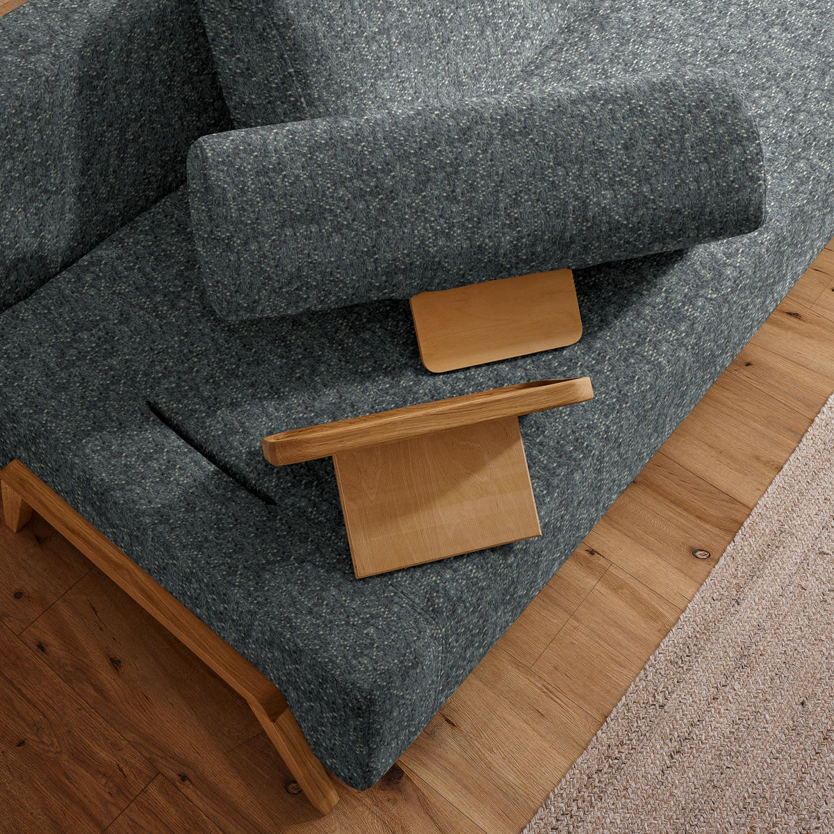 SCHLAFSOFA in Holz, Textil Grau  - Naturfarben/Grau, Design, Holz/Textil (211/88/102cm) - Niels Andersson