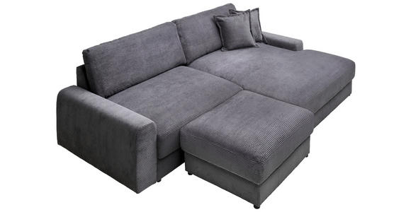 ECKSOFA in Cord Dunkelgrau  - Dunkelgrau/Schwarz, MODERN, Kunststoff/Textil (300/180cm) - Carryhome