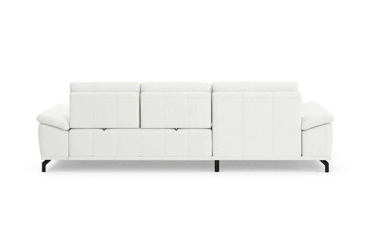 ROHOVÁ SEDAČKA, koža, biela - čierna/biela, Basics, kov/koža (176/301cm) - Sit & More