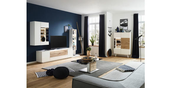 COUCHTISCH in Holz, Metall, Glas, Holzwerkstoff 85/85/43 cm - Edelstahlfarben/Fango, Design, Glas/Holz (85/85/43cm) - Moderano