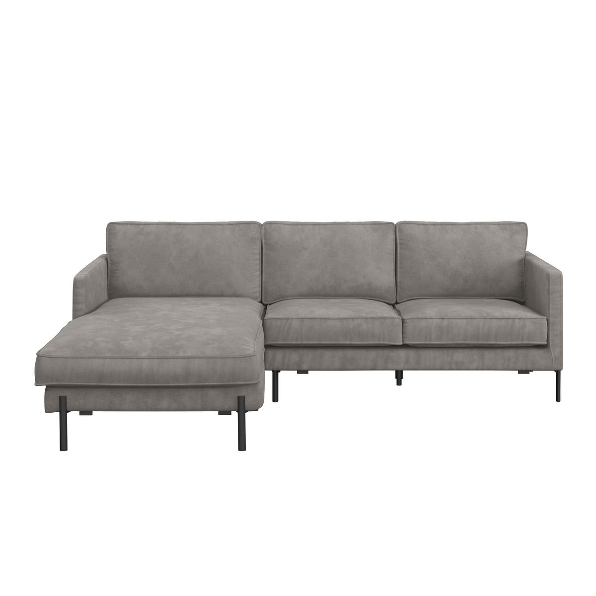 ECKSOFA in Flachgewebe Hellgrau  - Hellgrau/Schwarz, Trend, Textil/Metall (154/232cm) - Livetastic