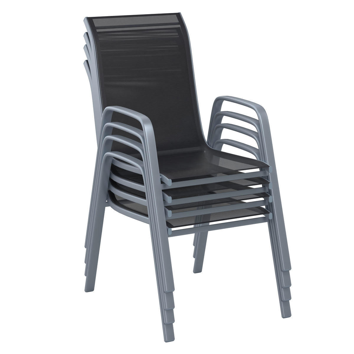 BAŠTENSKA STOLICA ZA SLAGANJE - srebrna/crna, Konvencionalno, metal/tekstil (54/93/74cm) - Ambia Garden