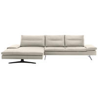 ECKSOFA  in Echtleder Ecru  158/342 cm  - Ecru/Schwarz, MODERN, Leder/Metall (158/342cm) - Chilliano