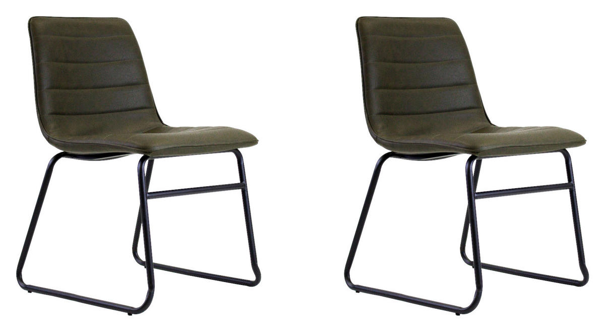 STUHL 2 Stück  Lederlook  - Dunkelgrün, KONVENTIONELL, Kunststoff/Textil (48/77/56cm) - MID.YOU