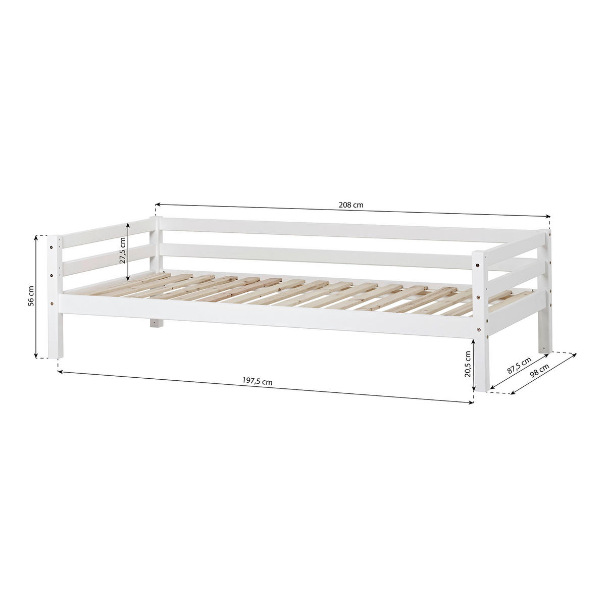 KINDER-/JUNIORBETT - Weiß/Kieferfarben, MODERN, Holz (90/200cm) - MID.YOU
