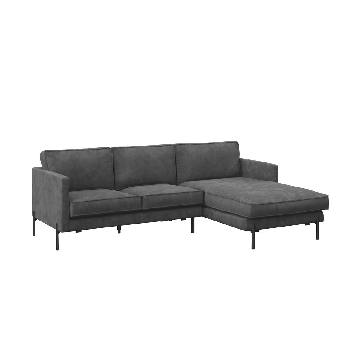 ECKSOFA in Flachgewebe Dunkelgrau  - Dunkelgrau/Schwarz, Trend, Textil/Metall (232/154cm) - Livetastic
