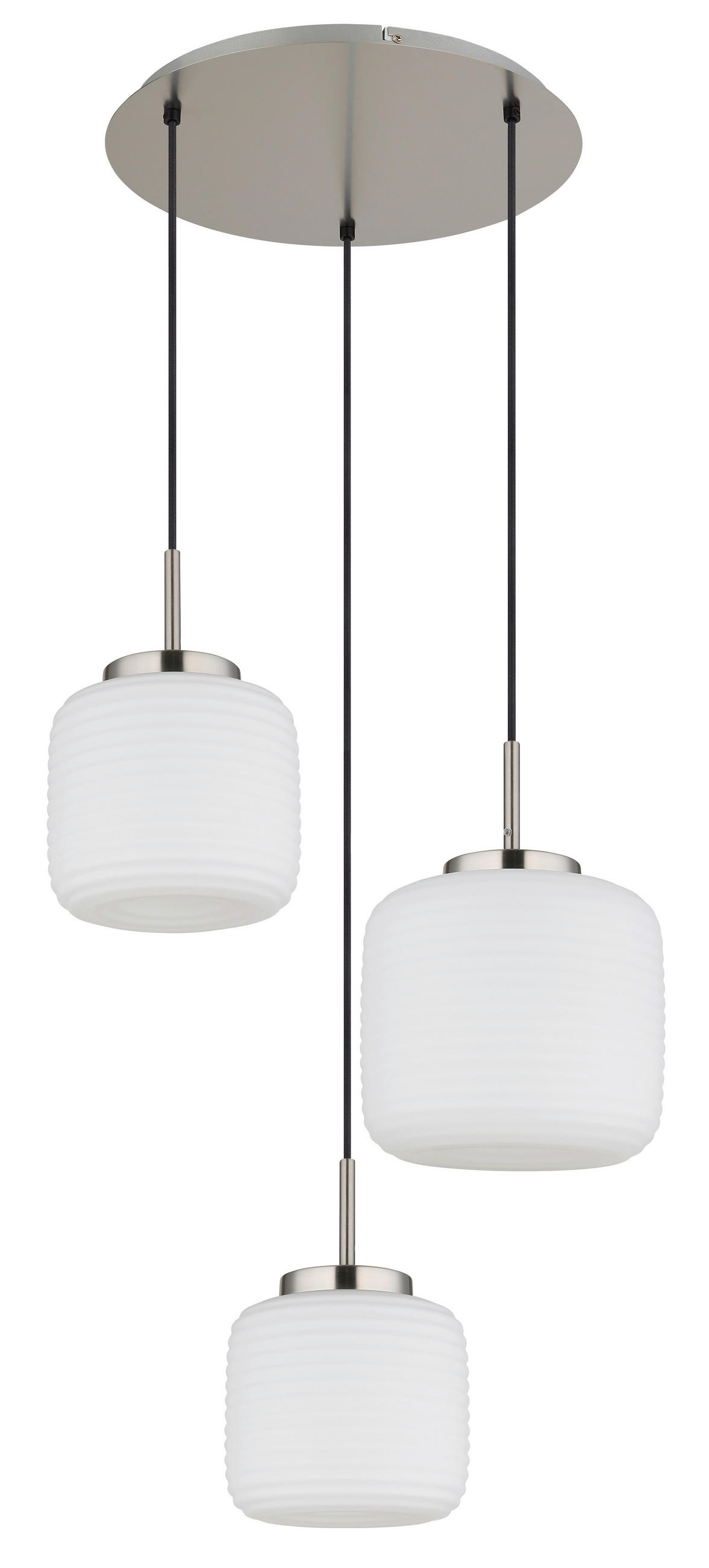 HÄNGELEUCHTE 52,5/130 cm    - Weiss/Schwarz, Konventionell, Glas/Textil (52,5/130cm) - Globo