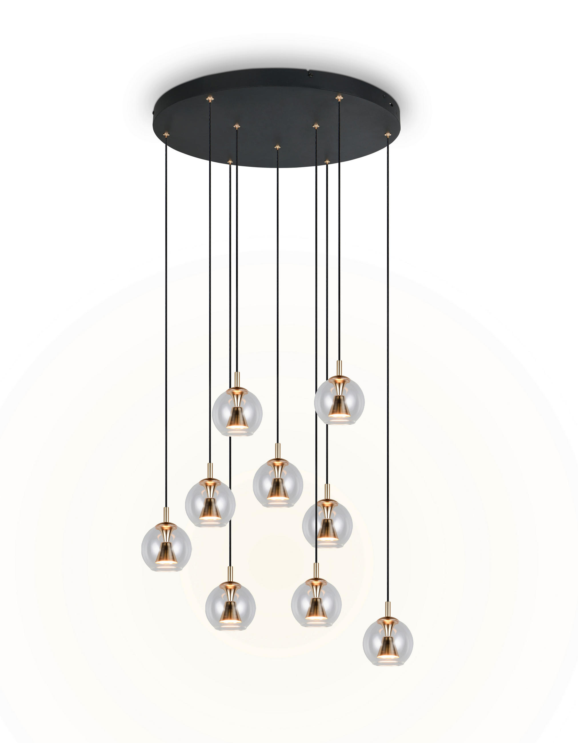 LED-HÄNGELEUCHTE Solenne 63/300 cm  - Klar/Goldfarben, Design, Glas/Kunststoff (63/300cm)