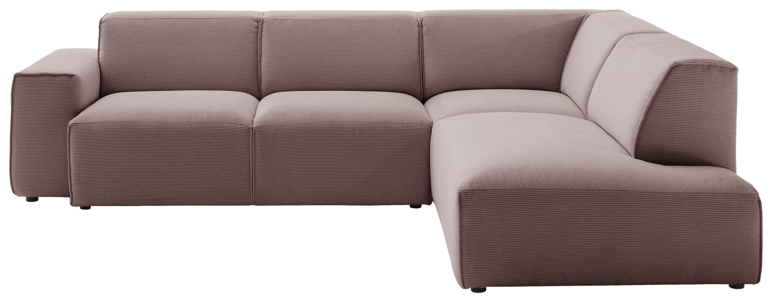 ECKSOFA Altrosa Cord  - Schwarz/Altrosa, Design, Kunststoff/Textil (270/210cm) - Pure Home Lifestyle