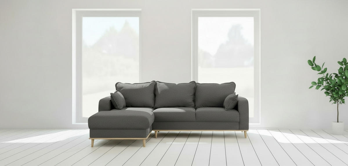 ECKSOFA Beata in Mikrofaser Beige  150/230 cm  - Wengefarben/Beige, Design, Holz/Textil (150/230cm) - Livetastic