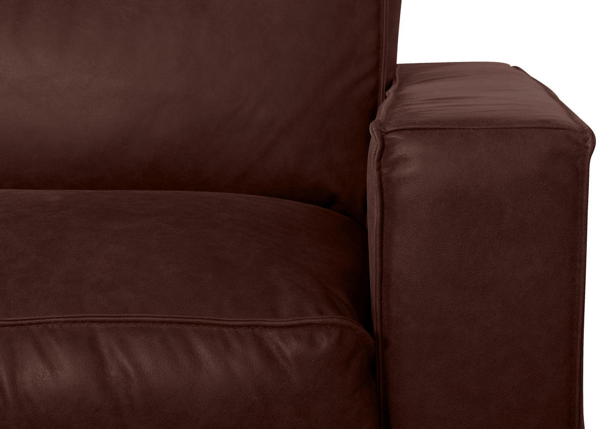 SCHLAFSOFA in Echtleder Braun  - Dunkelbraun/Braun, Design, Leder/Holz (203/85/99cm) - MID.YOU