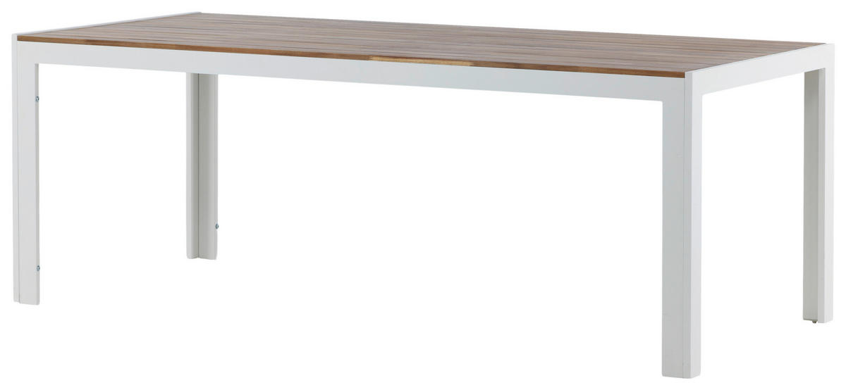 GARTENTISCH 200/100/76 cm  - Weiß/Akaziefarben, KONVENTIONELL, Holz/Metall (200/100/76cm) - Gardenson