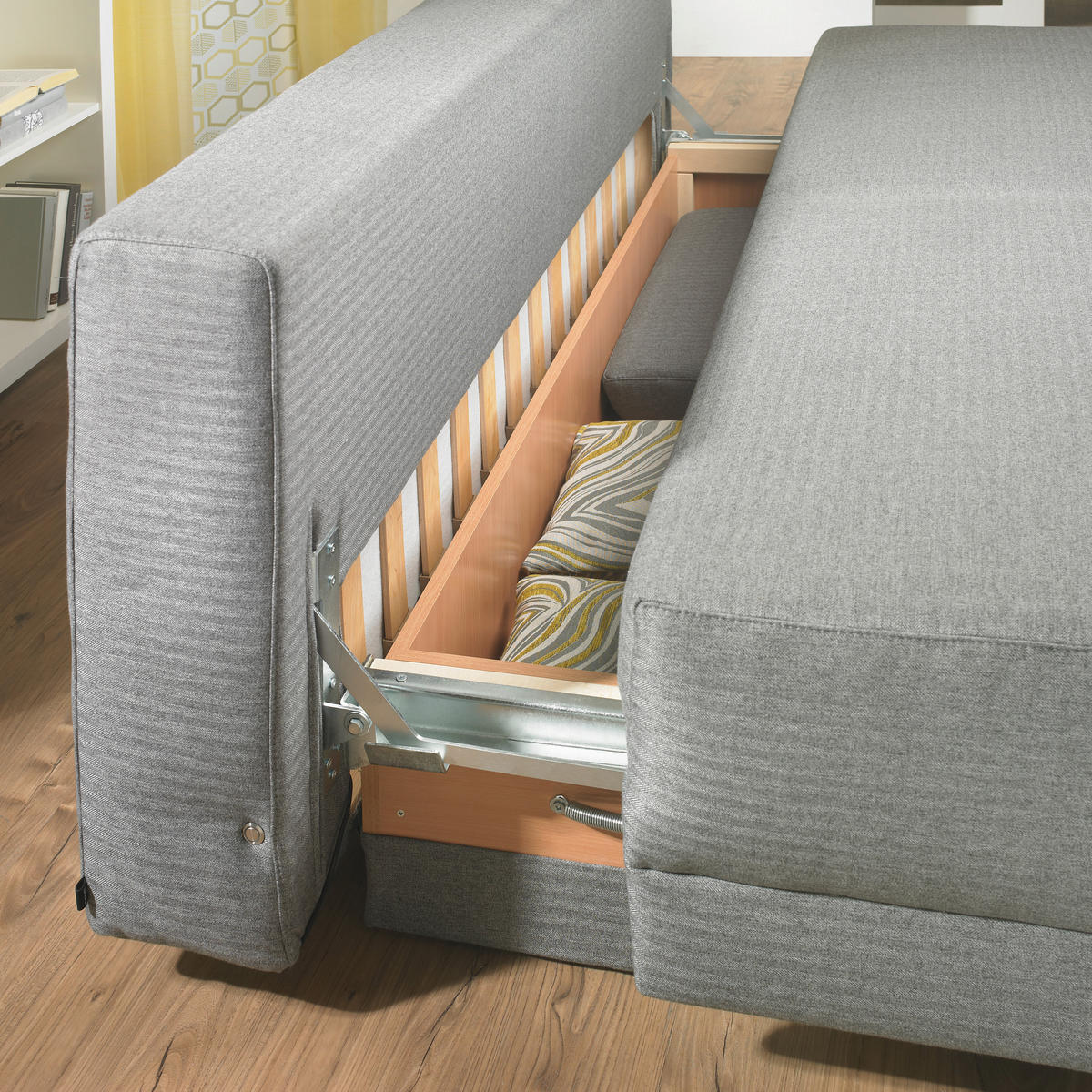 SCHLAFSOFA in Grau  - Eichefarben/Grau, Design, Holz/Textil (200/93/102cm) - Novel