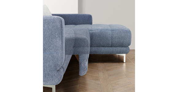 ECKSOFA in Webstoff Blau  - Chromfarben/Blau, Design, Textil/Metall (260/187cm) - Xora