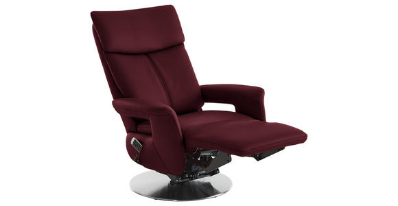 RELAXSESSEL in Leder Weinrot - Edelstahlfarben/Weinrot, Design, Leder/Metall (78/112/85cm) - Cantus