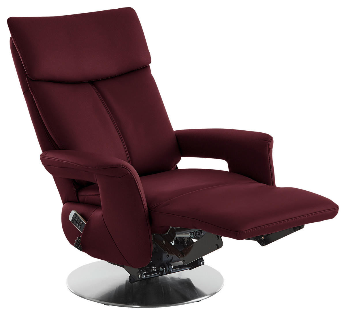 RELAXSESSEL in Leder Weinrot  - Edelstahlfarben/Weinrot, Design, Leder/Metall (78/112/85cm) - Cantus
