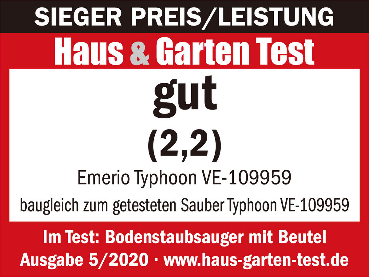 BODENSTAUBSAUGER VE-109959.14  - Schwarz, Basics, Kunststoff/Metall (23/46,5/30cm) - EMERIO