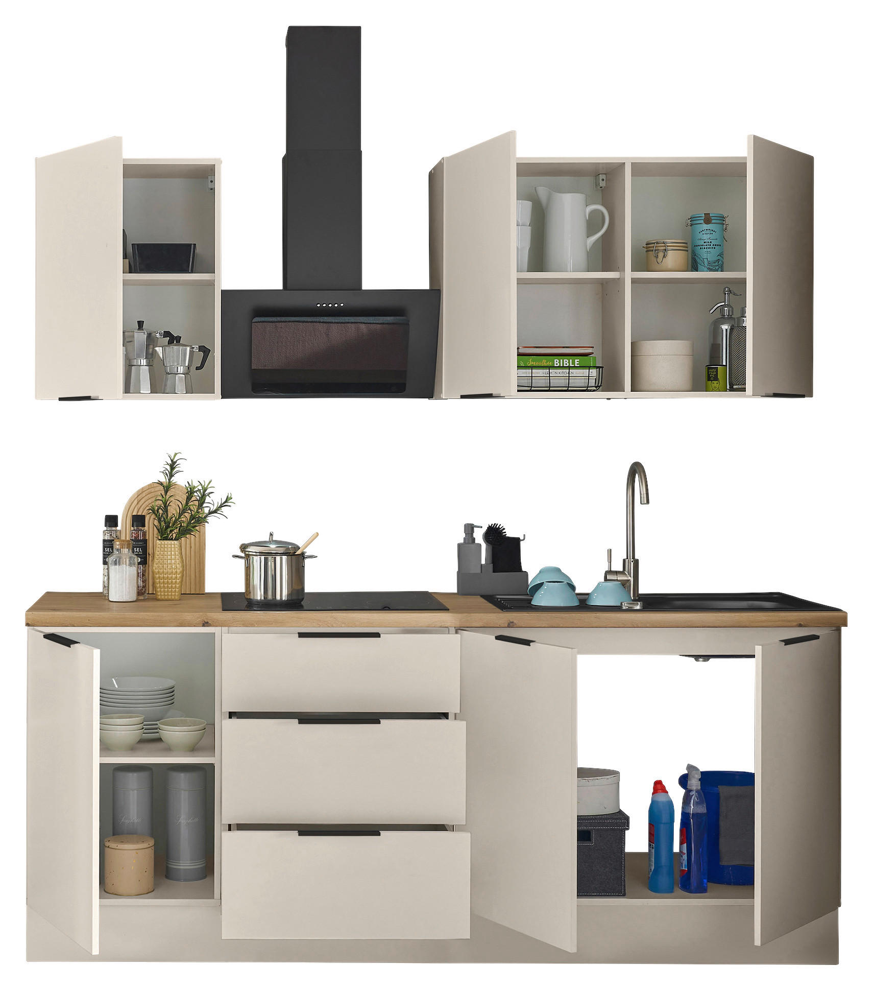 KÜCHENLEERBLOCK   in Kaschmir  - Kaschmir/Schwarz, Basics, Holzwerkstoff/Metall (210/211/60cm) - Carryhome