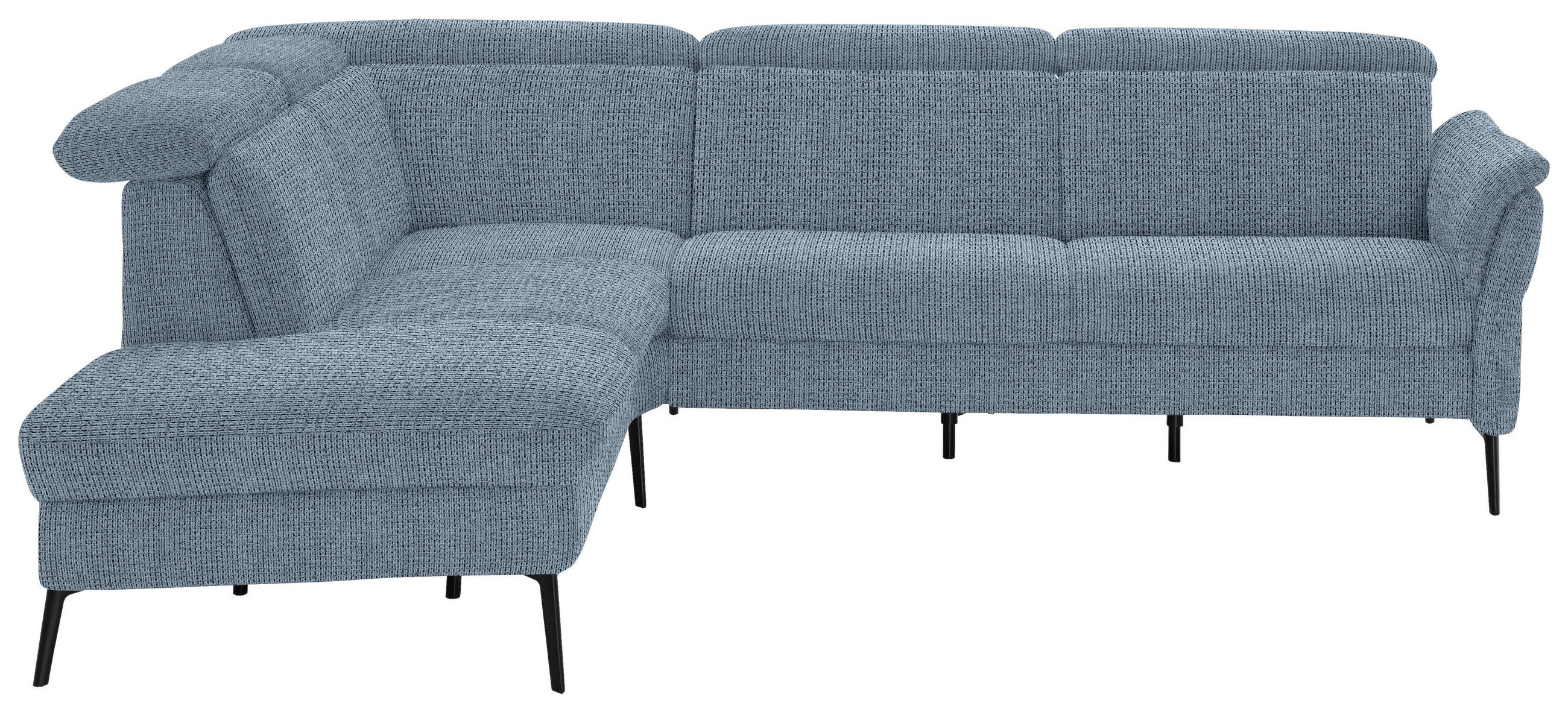 ECKSOFA in Struktur Hellblau  - Schwarz/Hellblau, Modern, Textil/Metall (235/275cm) - Cantus