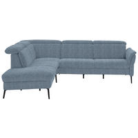 ECKSOFA in Struktur Hellblau  - Schwarz/Hellblau, Modern, Textil/Metall (235/275cm) - Cantus