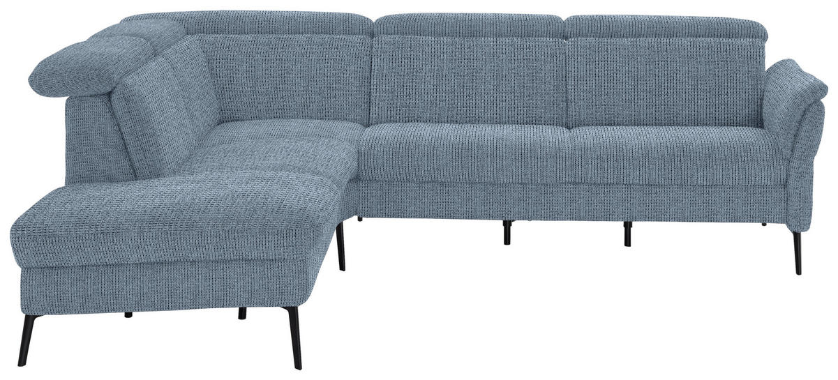 ECKSOFA in Struktur Hellblau  - Schwarz/Hellblau, Modern, Textil/Metall (235/275cm) - Cantus