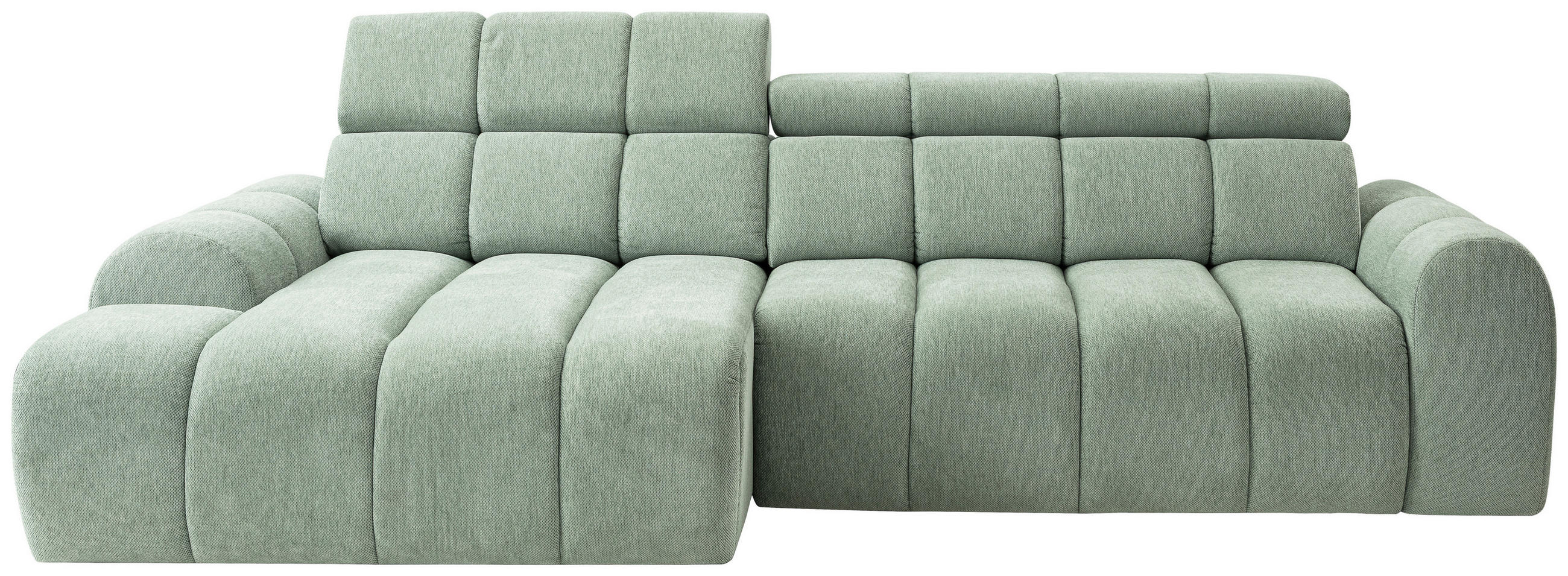 ECKSOFA Chenille Salbeigrün  - Salbeigrün/Schwarz, Design, Kunststoff/Textil (152/290cm) - Stylife