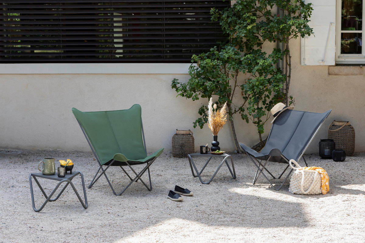 GARTEN-RELAXSESSEL Stahl  - Titanfarben/Olivgrün, Basics, Kunststoff/Metall (91/87/83cm) - Lafuma Mobilier