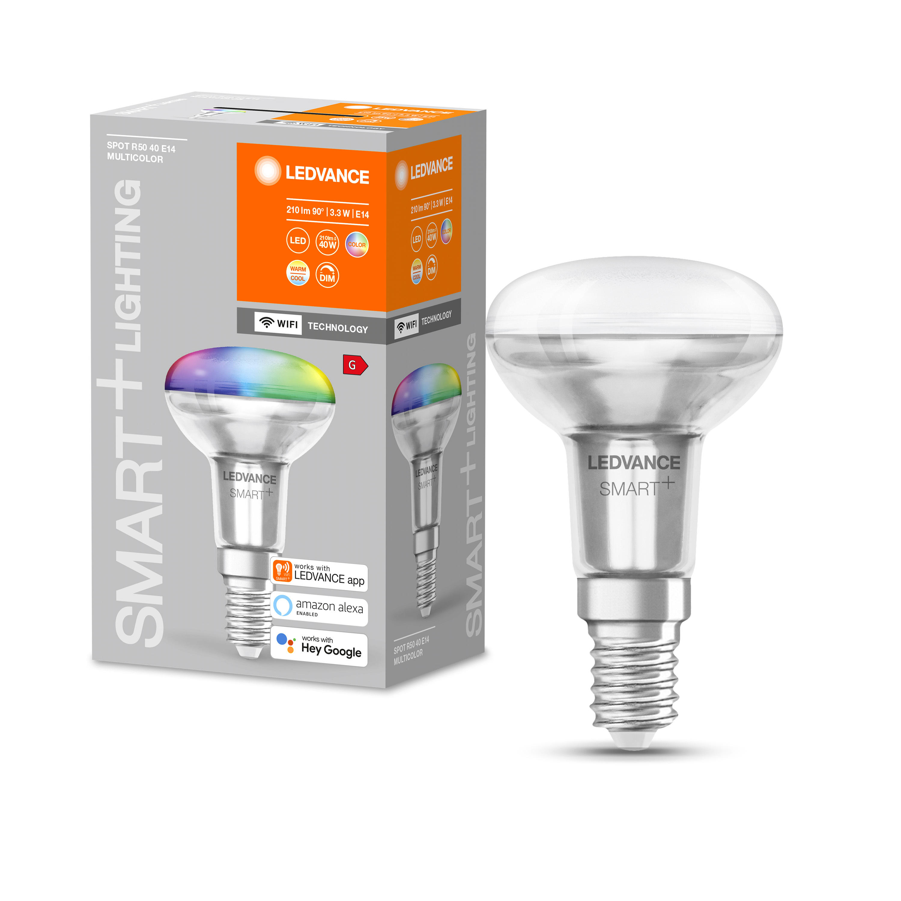 LED-LEUCHTMITTEL Smart+ Wifi Spot R50 40 Multicolor E14  - Basics, Glas/Metall (5/8,5cm) - Ledvance