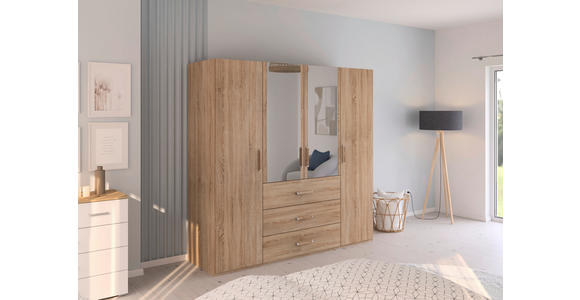 DREHTÜRENSCHRANK  in Sonoma Eiche  - Sonoma Eiche, Design, Glas/Holzwerkstoff (201/197/60cm) - Novel