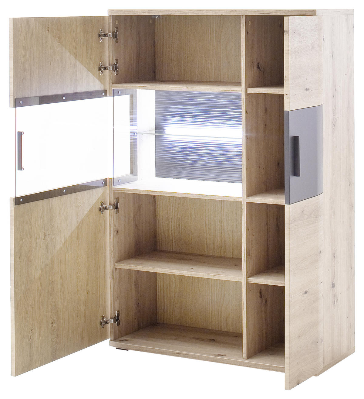 HIGHBOARD Kigali  in 90/134/37 cm  - Klar/Eichefarben, Design, Glas/Holzwerkstoff (90/134/37cm) - Livetastic