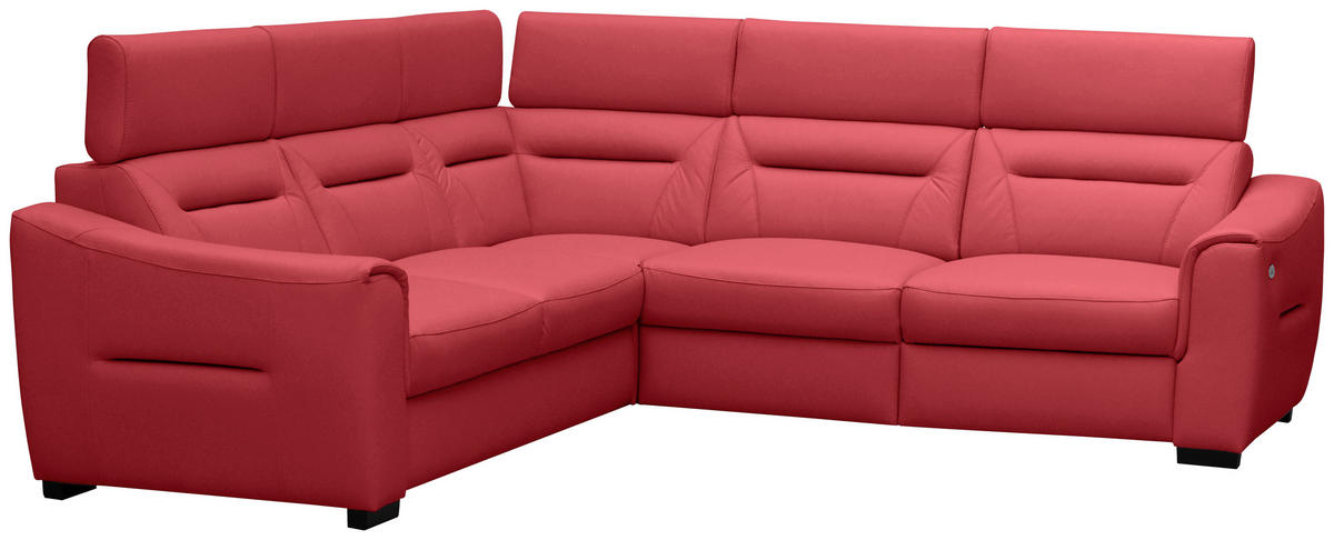 ECKSOFA Lederlook Echtleder Rot  - Wengefarben/Rot, Design, Leder/Holz (260/260cm) - Celina Home