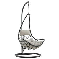 HÄNGESESSEL 95/196/95 cm  - Schwarz/Grau, KONVENTIONELL, Kunststoff/Textil (95/196/95cm) - Gardenson