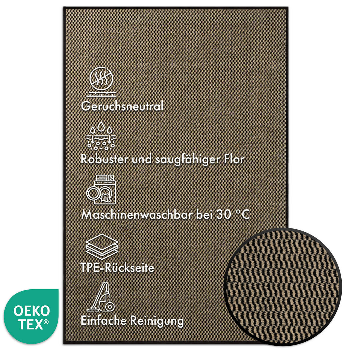 SCHMUTZFANGMATTE - Beige, Basics, Kunststoff/Textil (90/150cm) - Floordirekt