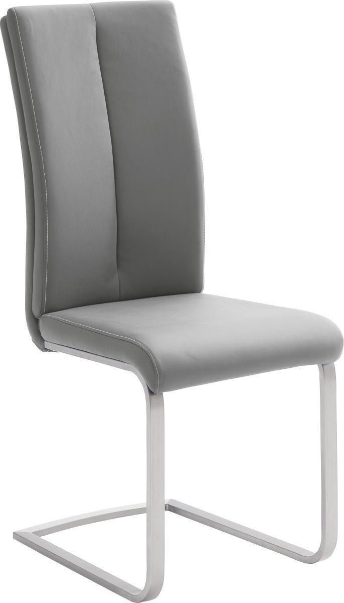 SCHWINGSTUHL  in Edelstahl Lederlook  - Edelstahlfarben/Creme, Design, Textil/Metall (42/104/61cm) - MID.YOU