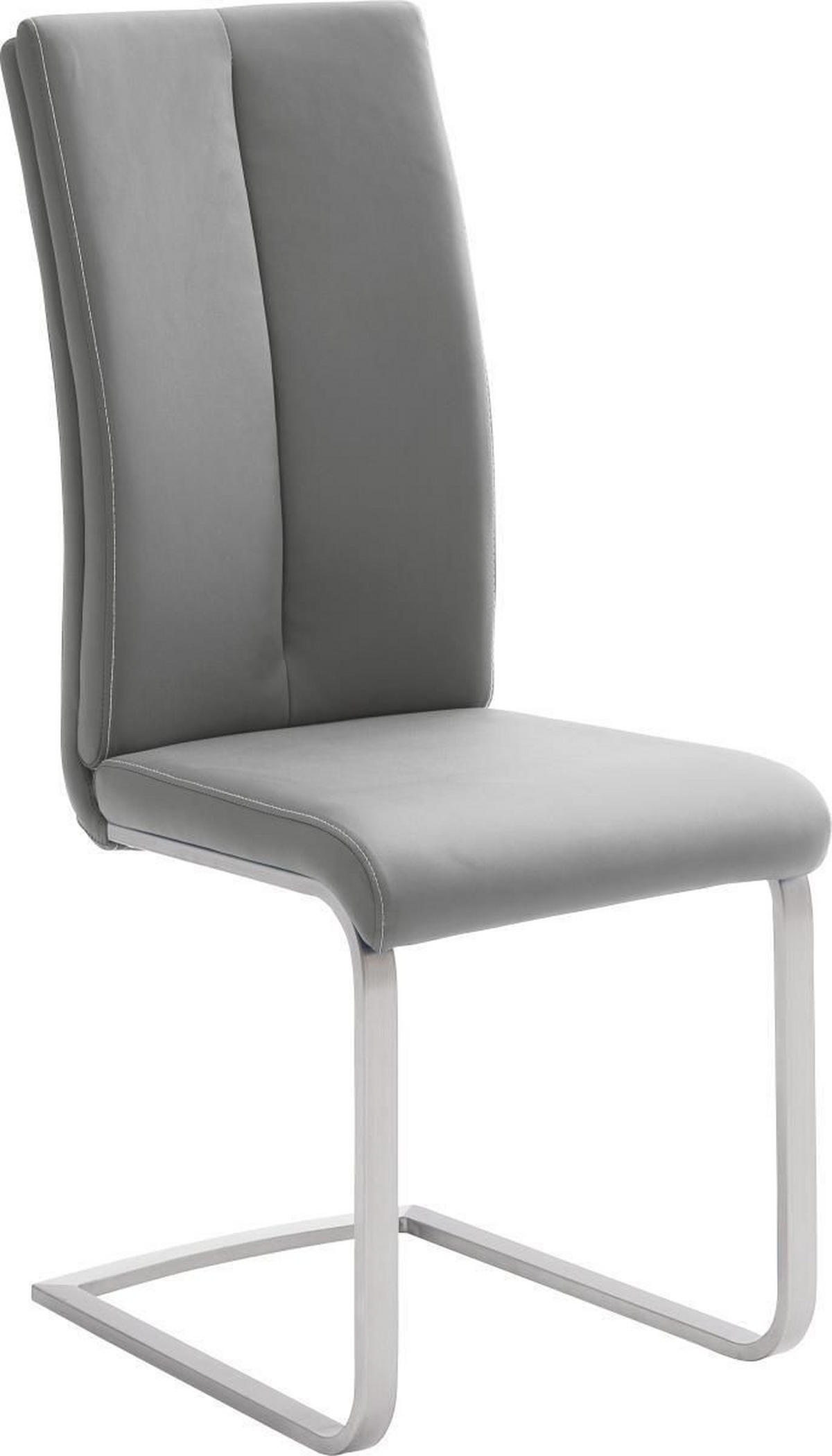 SCHWINGSTUHL  in Edelstahl Lederlook  - Edelstahlfarben/Creme, Design, Textil/Metall (42/104/61cm) - MID.YOU