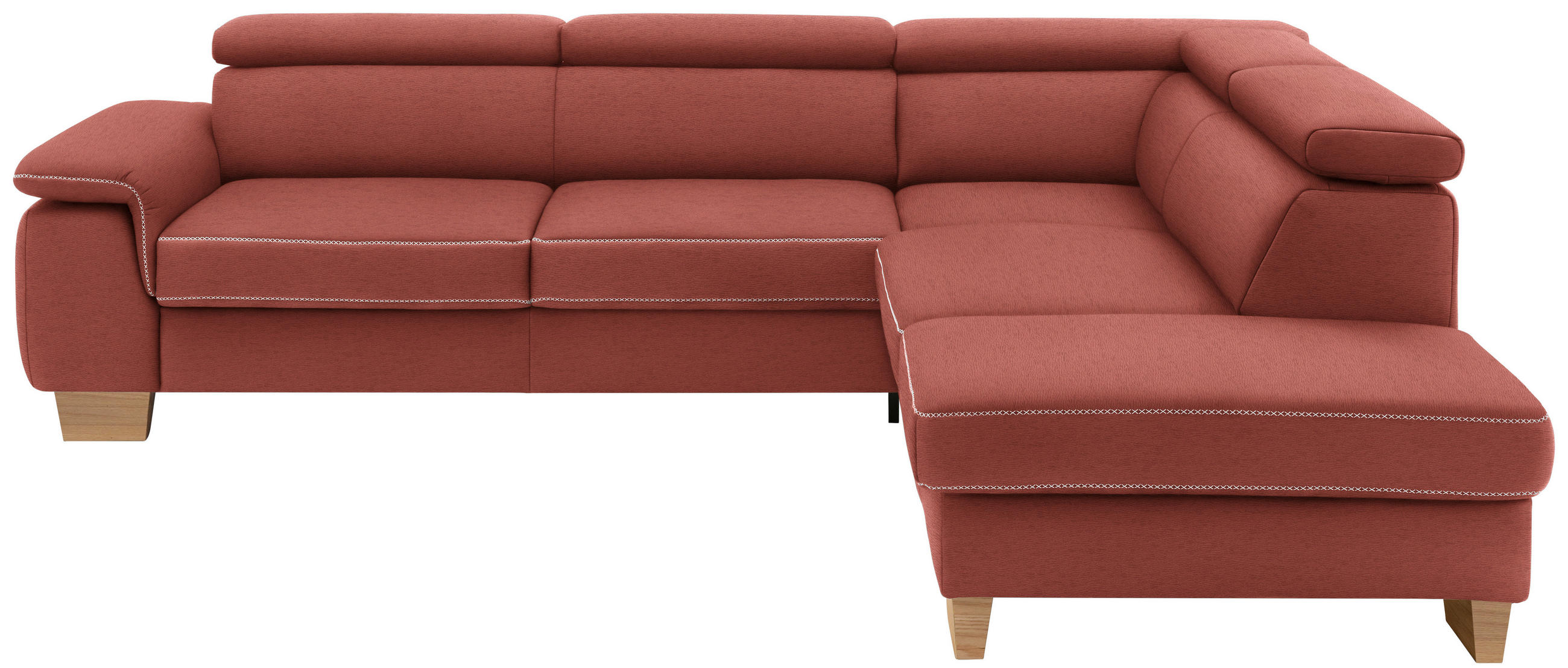 ECKSOFA Mikrofaser Rot  - Eichefarben/Beige, Lifestyle, Holz/Textil (226/273cm) - Beldomo System