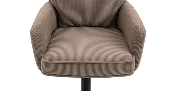 BARHOCKER Cord Braun, Schwarz Eisen Stoffauswahl, Sitzfläche 360° drehbar, inklusive Armlehnen - Schwarz/Braun, Design, Textil/Metall (54/98-120/58cm) - Novel