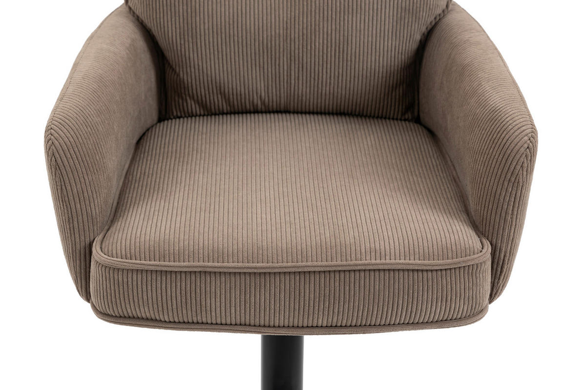 BARHOCKER Cord Braun, Schwarz Eisen Stoffauswahl, Sitzfläche 360° drehbar, inklusive Armlehnen  - Schwarz/Braun, Design, Textil/Metall (54/98-120/58cm) - Novel