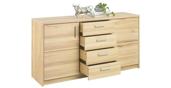 SIDEBOARD 142/77/40 cm  - Buchefarben/Nickelfarben, Natur, Holz/Holzwerkstoff (142/77/40cm) - Linea Natura