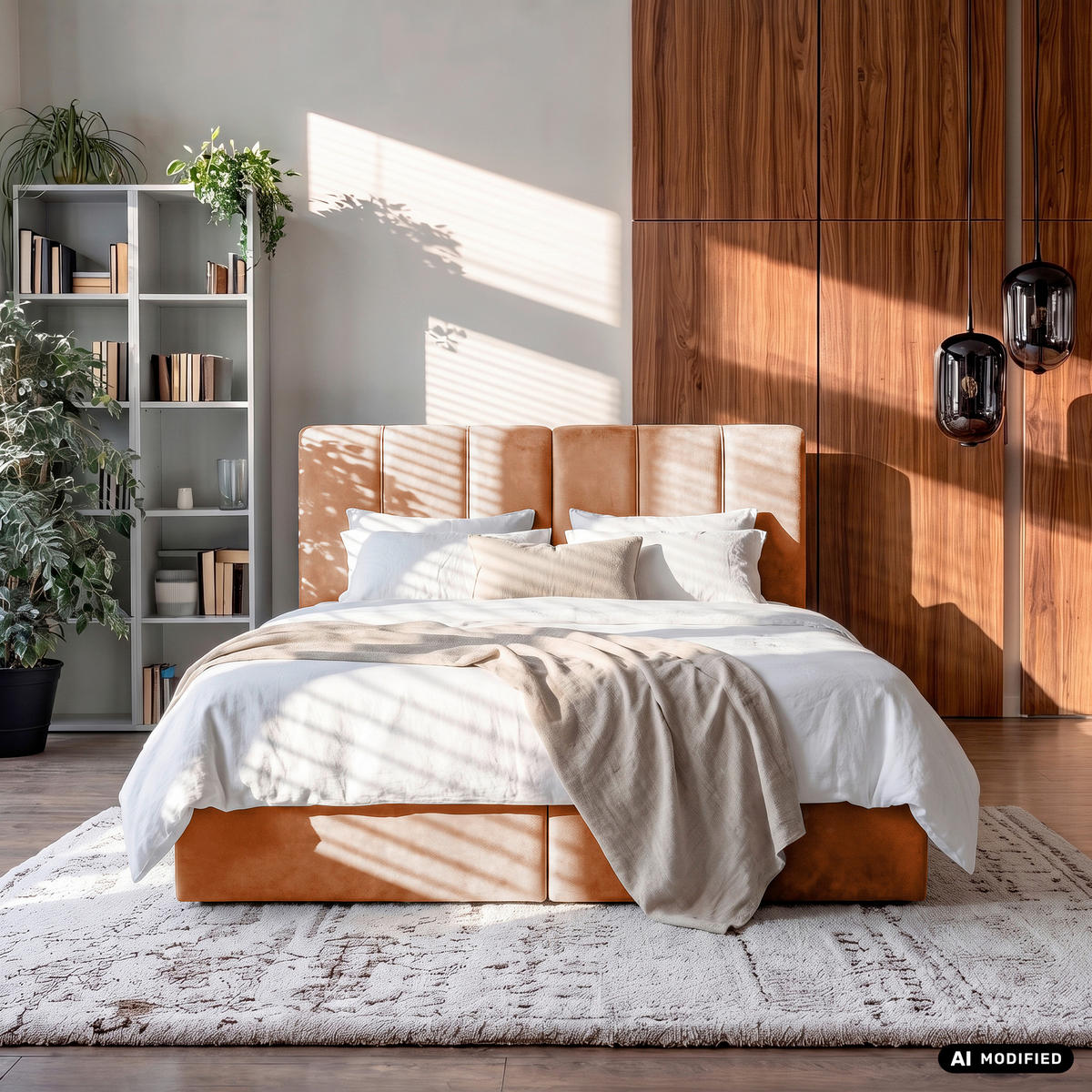 BOXBETT 160/200 cm,  in Rotbraun, gepolstertes Kopfteil, Bettkasten, Topper, Matratze, H3 = fest  - Rotbraun/Schwarz, Design, Holzwerkstoff/Kunststoff (160/200cm) - Esposa