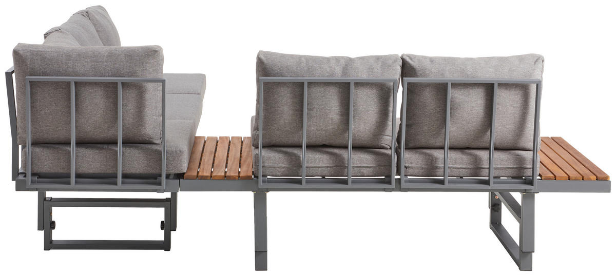 LOUNGEGARNITUR   110/45-63/48 cm  - Grau/Teakfarben, Modern, Holz/Metall (110/45-63/48cm) - Ambia Garden