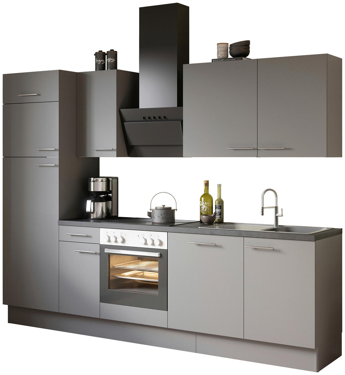 KÜCHENLEERBLOCK 270 cm   in Grau  - Edelstahlfarben/Anthrazit, Basics, Holzwerkstoff/Metall (270cm) - Optifit
