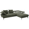 ECKSOFA in Chenille Olivgrün  - Schwarz/Olivgrün, Design, Textil/Metall (305/224cm) - Dieter Knoll